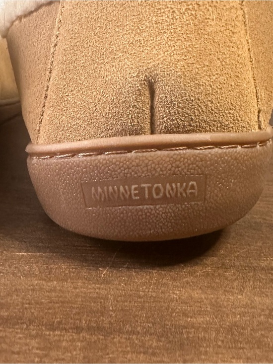 Minnetonka Sam Slipper Moccasins 41791 Men’s 14 Brown Leather Sherpa Lined main image 5